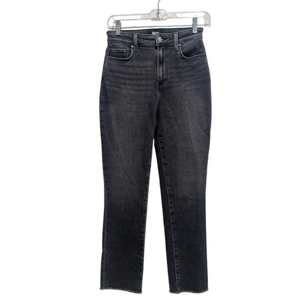 Paige Accent Straight Leg Jeans Ash Black Size 26 Minimalist Capsule Denim